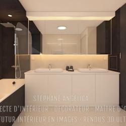 SALLE DE BAIN PARENTALE AMÉNAGÉE : APPARTEMENT VEFA EN RENDUS 3D ULTRA HD
