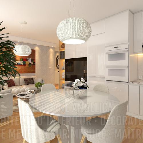 PROJET TRAVAUX PIÈCE DE 34 M² · APRÈS : RÉNOVATION ET AGENCEMENT DE MEUBLES SUR MESURE